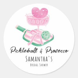 Pickleball & Prosecco Retro Paare Brautparty Runder Aufkleber
