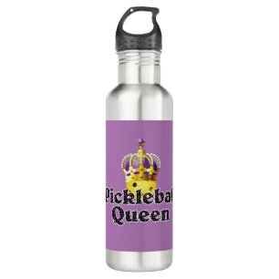 Pickleball Queen, Gelbball Lila, Goldkrone Edelstahlflasche