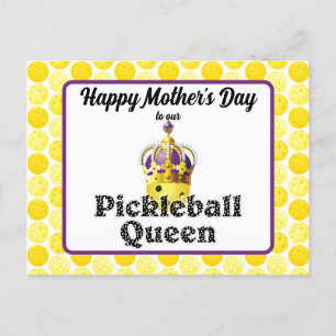 Pickleball Queen, Gelbball Lila, Goldkrone Postkarte