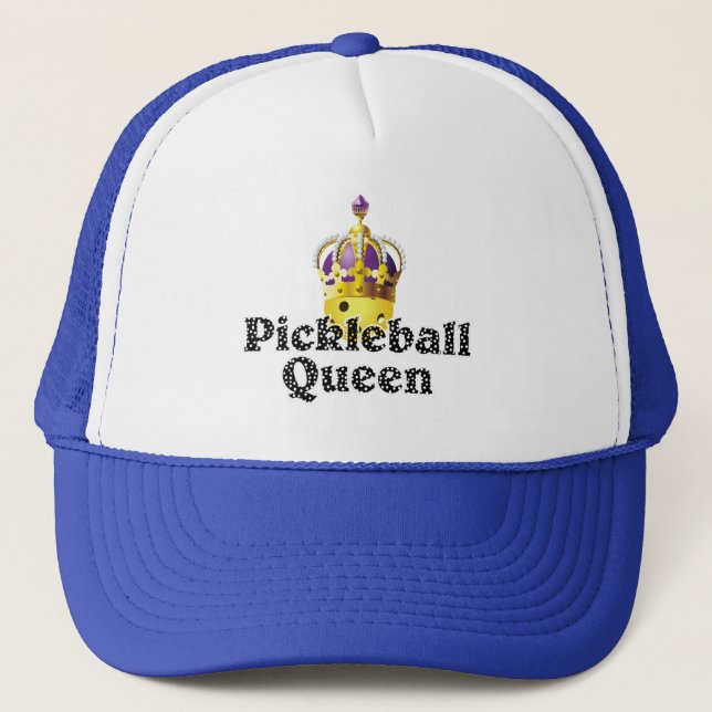 Pickleball Queen, Gelbball Lila, Goldkrone Truckerkappe (Vorderseite)