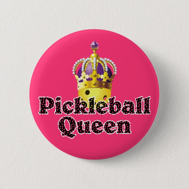 Pickleball Queen - Gelbe Pickleball-Krone Button (Vorderseite)