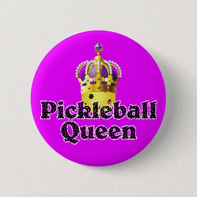 Pickleball Queen - Gelbe Pickleball-Krone Button (Vorderseite)