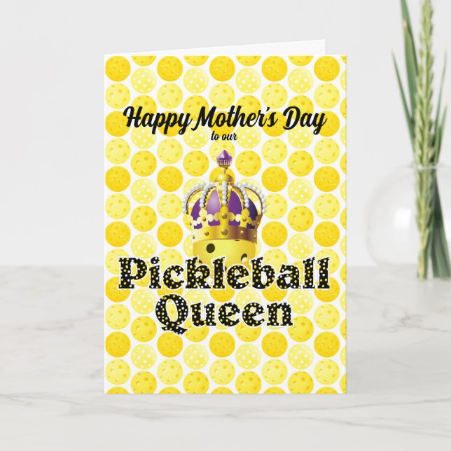 Pickleball Queen - Gelbe Pickleball-Krone Karte (Vorderseite)