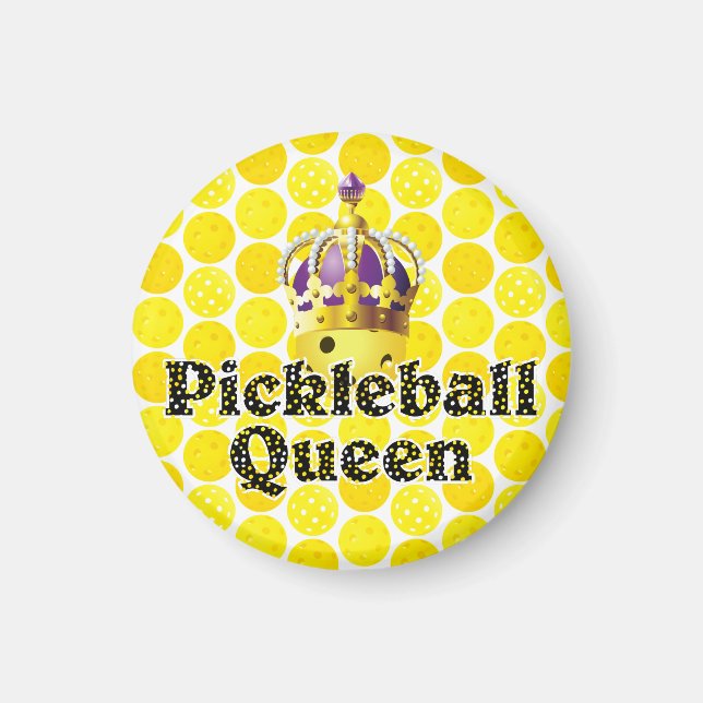 Pickleball Queen - Gelbe Pickleball-Krone Magnet (Vorne)