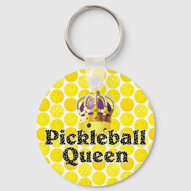 Pickleball Queen - Gelbe Pickleball-Krone Schlüsselanhänger (Vorderseite)