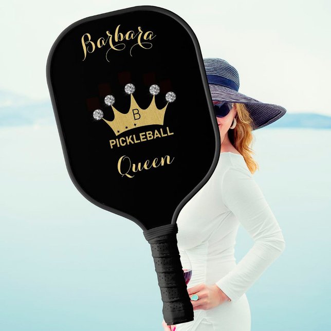 Pickleball Queen Glam Glitz Monogram Name Gold Schläger (Von Creator hochgeladen)