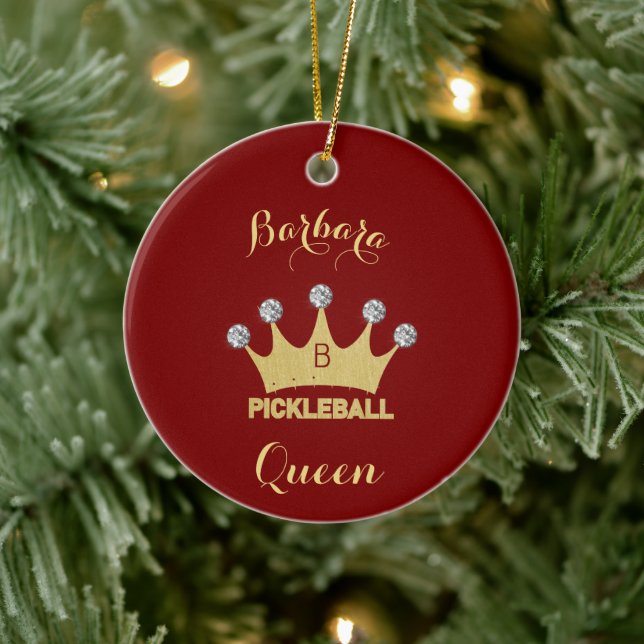 Pickleball Queen Glam Glitz Monogram Name Keramik Ornament (Baum)