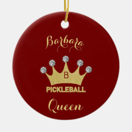 Pickleball Queen Glam Glitz Monogram Name Keramik Ornament