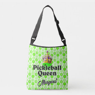 Pickleball Queen - Green Pickleball Wear Crown Tragetaschen Mit Langen Trägern