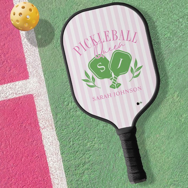 Pickleball Queen Individuelle Name Monogram Schläger (Von Creator hochgeladen)
