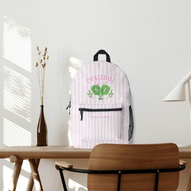 Pickleball Queen Logo Monogram Individuelle Name Bedruckter Rucksack (Von Creator hochgeladen)