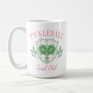 Pickleball Queen Logo Monogram Individuelle Name Kaffeetasse
