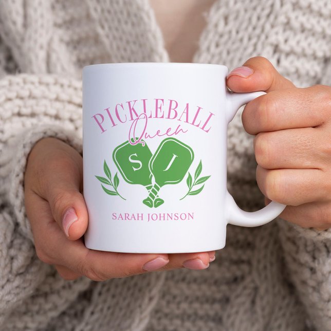 Pickleball Queen Logo Monogram Individuelle Name Kaffeetasse (Von Creator hochgeladen)