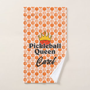 Pickleball Queen Orange Ball in Crown Personalisie Handtuch