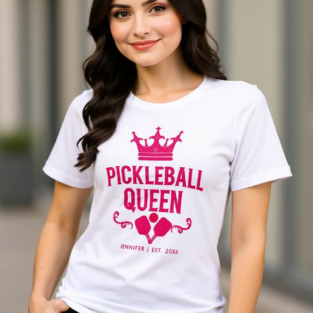 Pickleball Queen Pink Personalisiertes Geschenk Fu Tri-Blend Shirt (pickleball gift for her funny queen shirt women birthday christmas mom girfriend personalized)