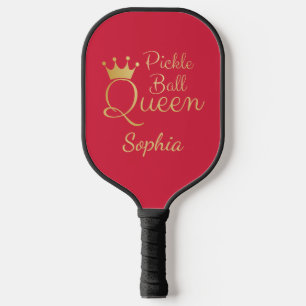 Pickleball Queen Pink und Gold mit Namen Schläger