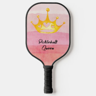 Pickleball Queen Pink Wasserfarbe Mit Monogramm Pi Pickleball Schläger