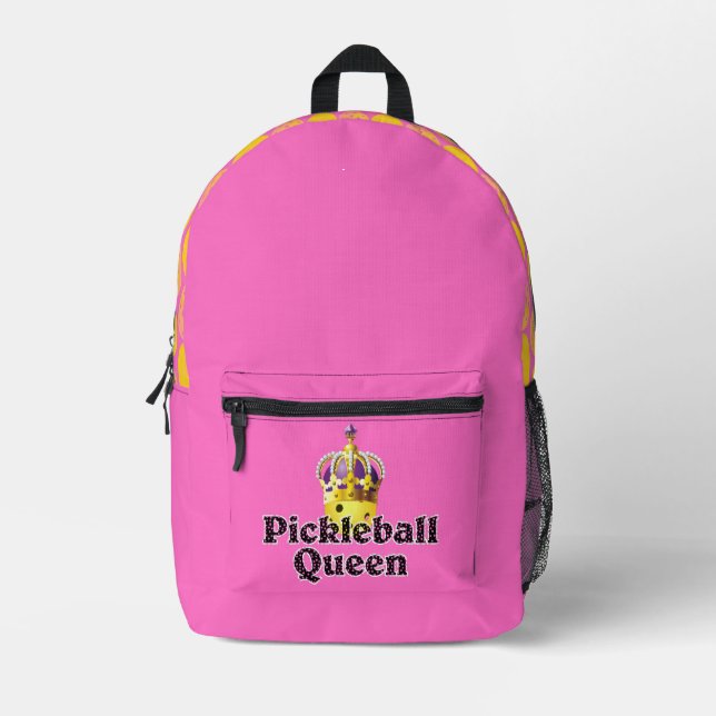 Pickleball Queen Yellow Ball in Crosspink Bedruckter Rucksack (Vorderseite)