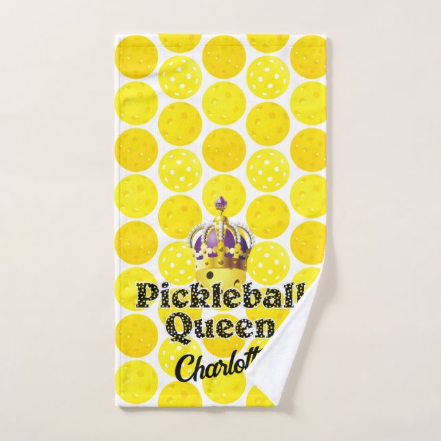 Pickleball Queen Yellow Ball in Crown Personalisie Handtuch (Handtuch)