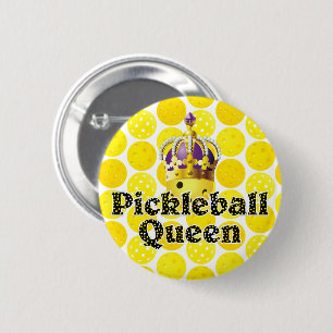 Pickleball Queen Yellow Ball Tragekrone Lila Button
