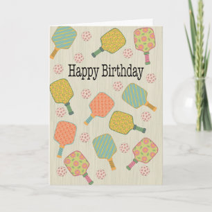 Pickleball-Rackets und Balls zum Geburtstag Karte