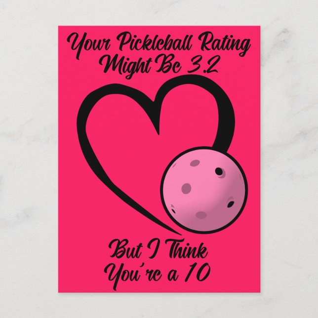 Pickleball Rating Valentine Heart Pink auf Pink Postkarte (Vorderseite)