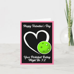 Pickleball Rating Valentine Heart Pink und Green Karte