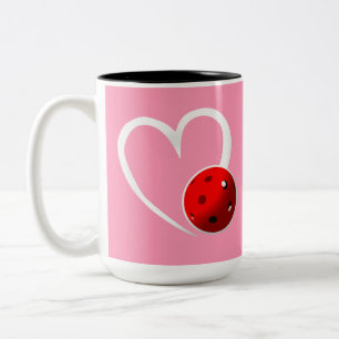 Pickleball Rating Valentine Heart Red Pink Zweifarbige Tasse