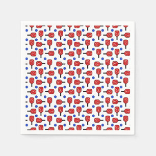 Pickleball Red White Blue Paddles and Pickle Balls Serviette