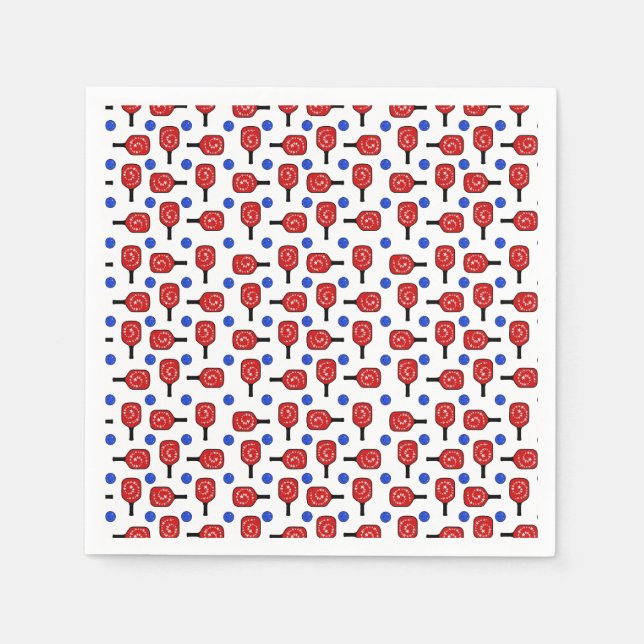 Pickleball Red White Blue Paddles and Pickle Balls Serviette (Vorderseite)