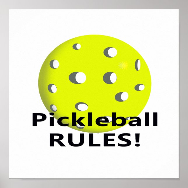 Pickleball-Regeln! mit gelbem schwarzem Text Poster (Vorne)
