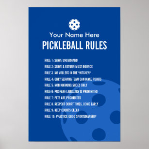 Pickleball-Regeln und Etikettenschild Poster