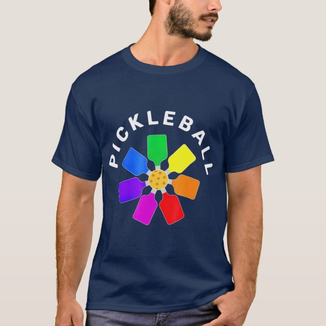 Pickleball-Regenbogendesign T-Shirt (Vorderseite)