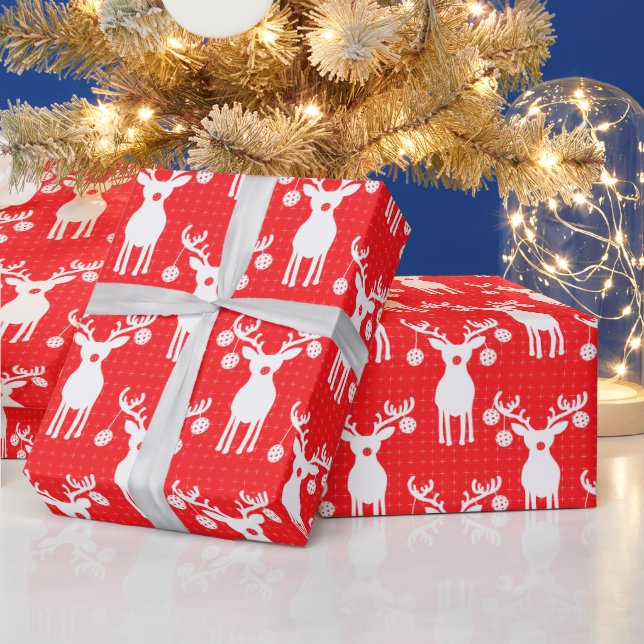 Pickleball Reindeers Frohe Weihnachten 🎁 Geschenkpapier (Feiertage)
