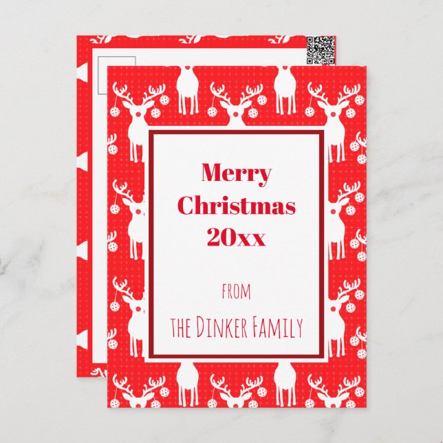 Pickleball Reindeers Frohe Weihnachten 🎁 Postkarte (Vorne/Hinten)