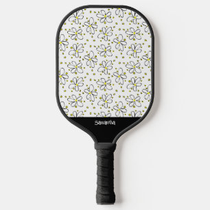 PIckleball Retro Daisy Blume Gelber Polka Dot Schläger