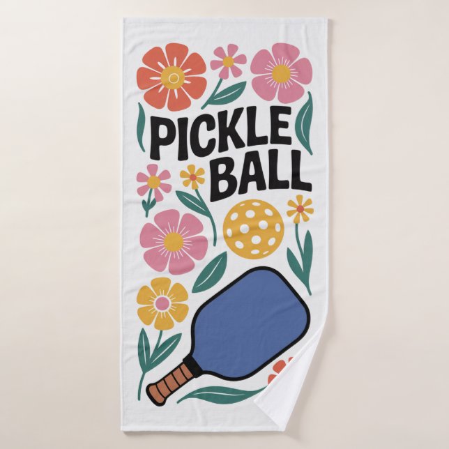 Pickleball Retro Floral Paddel Badehandtuch (Badehandtuch)