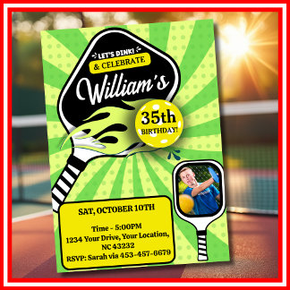 Pickleball RETRO Green Sports FOTO Geburtstag Einladung
