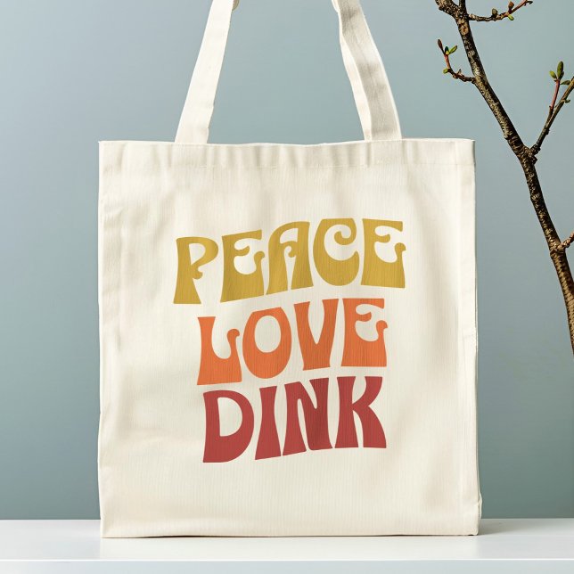 Pickleball Retro Peace Liebe Dink Tragetasche (Pickleball Retro Peace Love Dink Tote Bag)