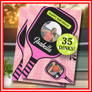 Pickleball RETRO Pink Sports PHOTO Geburtstagskart Einladung
