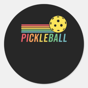 Pickleball Retro Sunset Sport Game Pickleball Runder Aufkleber