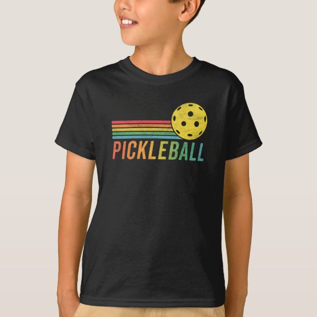 Pickleball Retro Sunset Sport Pickle Ball Fan T-Shirt (Vorderseite)