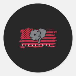Pickleball rote amerikanische Flagge Pickle Ball M Runder Aufkleber