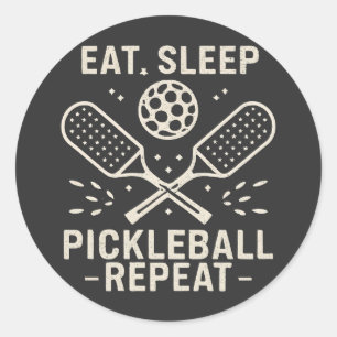 Pickleball-Routine: Pickleball essen, schlafen, wi Runder Aufkleber