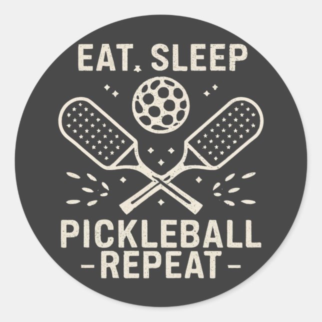 Pickleball Routine: Sleep Pickleball wiederholen Runder Aufkleber (Vorderseite)