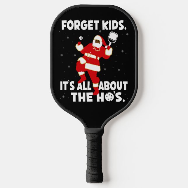 Pickleball rund um die Dinks Funny Santa Black Schläger (Vorderseite)