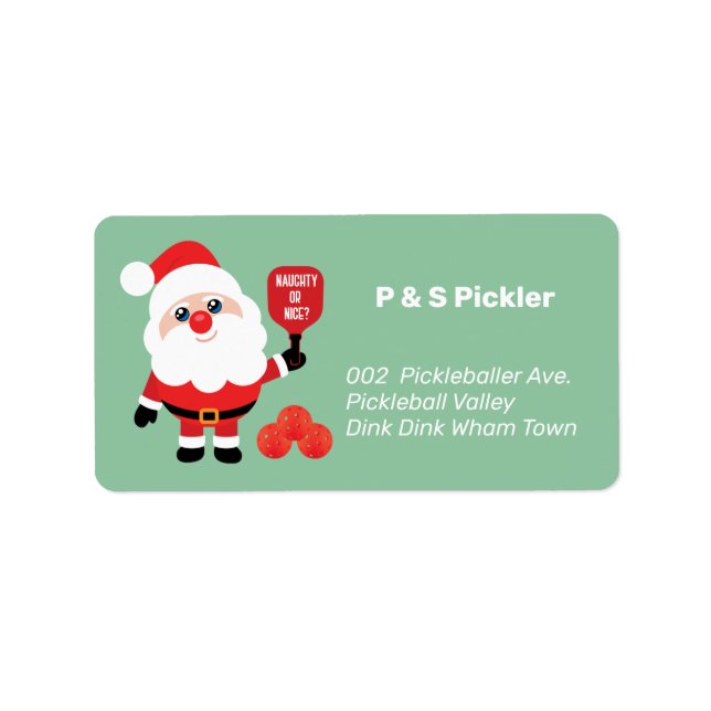 Pickleball 🎅 Santa-Adresse oder Rückkehr Adressaufkleber (Vorne)