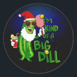 Pickleball Santa Big Dill Runder Aufkleber<br><div class="desc">Christmas Pickleball Santa Pickle I'm Kind of a Big Deal quote is great for pickle ball players with a sense of humor.

If you love this design,  remember to add it to more of your favorite products!</div>