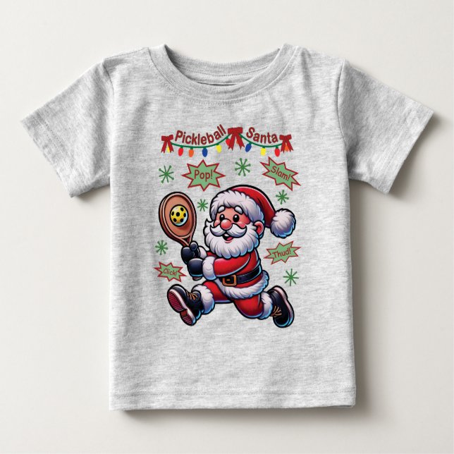 Pickleball Santa Claus Weihnachten Baby T-shirt (Vorderseite)