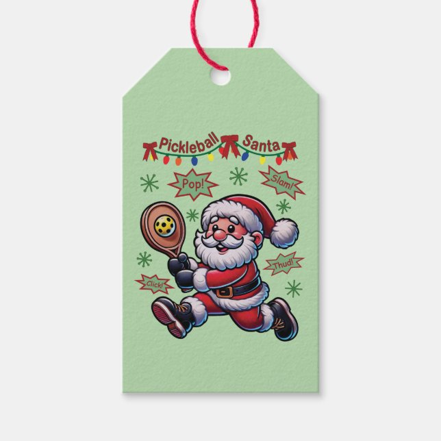 Pickleball Santa Claus Weihnachten Geschenkanhänger (Vorderseite)